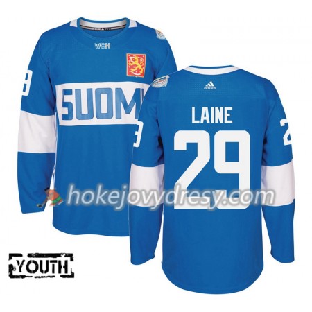 Dětské Hokejový Dres Finsko Patrik Laine 29 Světový pohár v ledním hokeji 2016 Modrá Premier